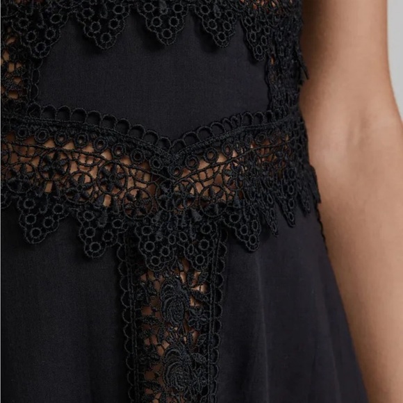 Charo Ruiz Ibiza Women's Black Imagen Lace-Trim Voile Maxi Dress Size M - Picture 3 of 8